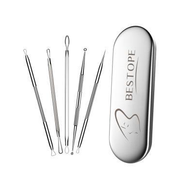 China Acne Treatment Bestope 5 in 1 Blackhead Extractor Tool Stainless Steel Acne Needle Anti Allergic Blackhead Remover in Tin Box for sale