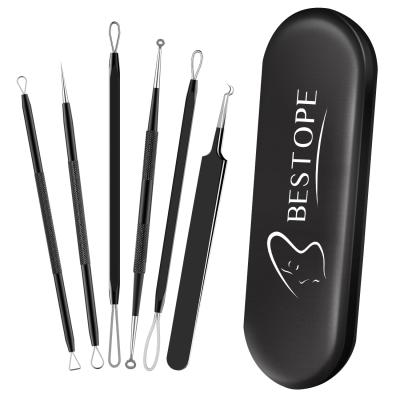 China Acne Treatment Bestope 6 Pcs Needle Blackhead Removal Device Pimple Stainless Pimple Extractor Tool Kit For Pimple Removal for sale