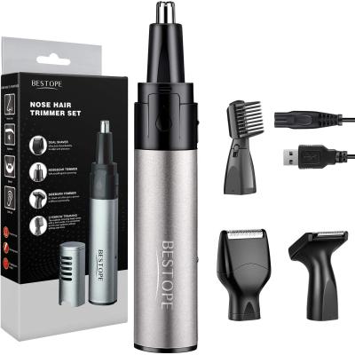 China DUAL-EDGE BLADES & LOW NOISE 4 in 1 Electric Facial Nose Hair Trimmer Alloy Body Ear Nose Hair Trimmer for Men and Women for sale