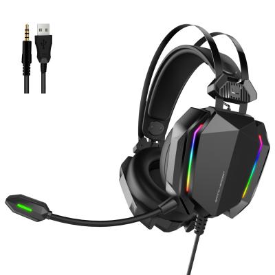 China Powerful Stereo Bass Professional Rgb Light Wired Gamer Headphones with Microphone for Xbox One PS4 PS5 Computer Bass Stereo PC Gaming Headset for sale