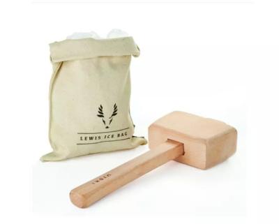 China Ice Hammer Bar Tools Kitchen Accessories Solid Wooden Hammer Canvas Bag Ice Crushed Dough Hammer Wooden Mallet for sale