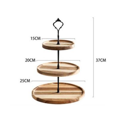 China Creative layer of three layers acacia wooden snack dish double kitchen fruit dish for sale