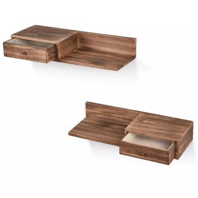 China Rustic Custom Modern Rectangle Display Universal Floating Shelves Wooden Wall Shelf for sale