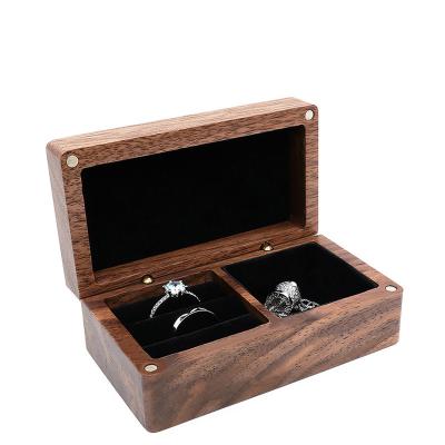 China Wholesale Custom Black Wood Box Ring Box Luxury Wooden Trinket Box Wooden Trinket Box For Gift for sale