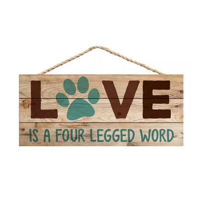 China Home Deco Guaranteed Paw Wood Pet Dog Quality Price Wooden Wall Signs Wall Hanging Plaque Suitable Sign Boards for sale