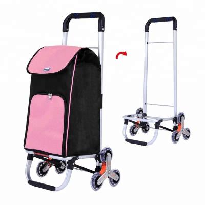 China Folding 6 Wheel Supermarket Trolley Climb Stairs Collapsible Shopping Bag for sale