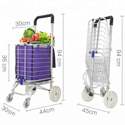 China Durable Shopping Trolley Cart Aluminum Alloy Folding Shopping Trolley With Shopping Bag for sale