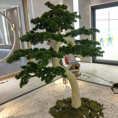 China Indoor /Anti-UV evergreen garden podocarpus bonsai trees gardening ornaments simulation artificial pines pine for sale