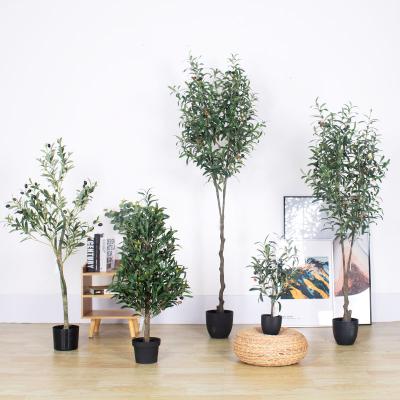 China Eco-friendly indoor artificial fake olive decoration olive plant with plastic cement pot plant factory price for sale