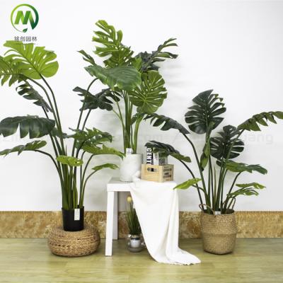 China Without Pot Realistic Plastic Garden Turtle Leaf Plants Artificial Monstera Tree Plant For Home Decoration for sale