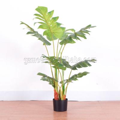 China Beautiful Highly Artificial Plants and Real Touch 120 Leaves Home Artificial Bonsai Monstera Tree Decorative Office Desk for sale