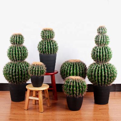 China New Design 77cm Environmentally Friendly Four Layer Desert Cactus Artificial Ball Bonsai Cacti For Home Decor for sale