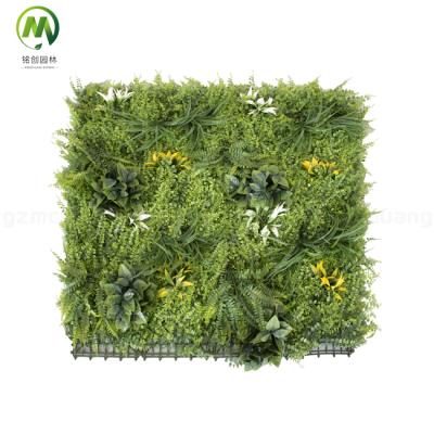 China Artificial Green Plant Wall Decoration Customized Farmhouse Anti-UV Plastic Vertical Wall Faux Garden Green Wall for sale