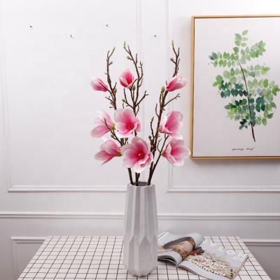 China Magnolia Artificial Flowers Widely Environmental Popular Silk Fake Flower For Vase Decor for sale