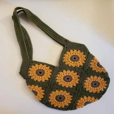 China Factory High Quality Handmade Bohemian Women Knitting Yarn Crochet Floral Bag for sale