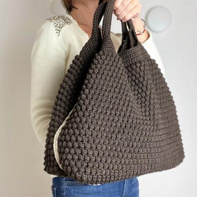 China 2022 New Arrival High Quality Textured Macrame Handmade Knitting Crochet Shoulder Bag Hand Knit Crochet Handbag Women Designer for sale