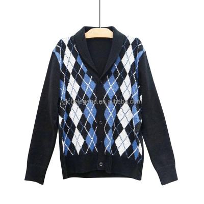 China Anti-Wrinkle Fashion Men Knit V-Neck Argyle Sweaters Designs For Men&'S Cardigan for sale