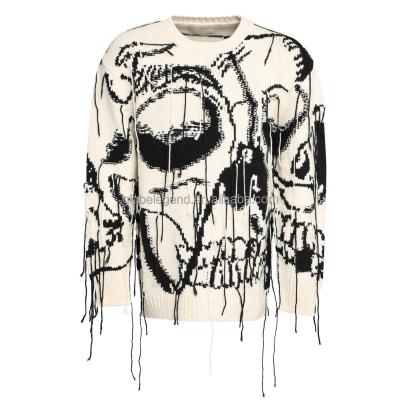 China Oversized Anti-wrinkle Vintage Knit Distressed Handmade Sweater Design For Man for sale