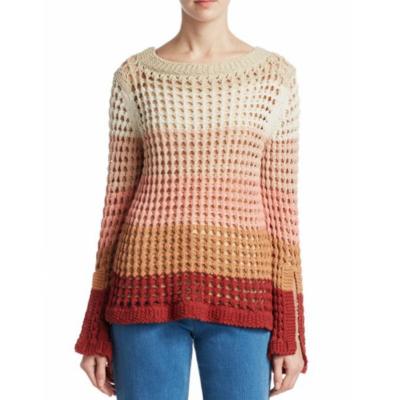 China Fashion anti-pilling handmade open knit sweater with ombre stripes for sale