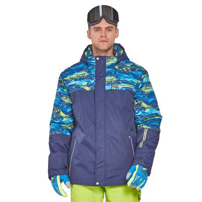 China 100% Breathable Polyester Men Snowboard Jacket Waterproof Anti-UV Hooded Ski Snow Coat With Fleece Striping Ski Wear Factory for sale