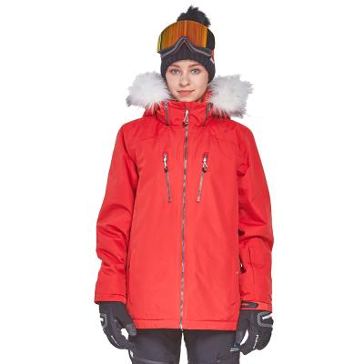 China Lady Trendy Insulated Ski Snow Jacket Female Waterproof Fashion Women Fur Winter Coat Hooded Snowboard Wear Manufacture Anti-UV for sale