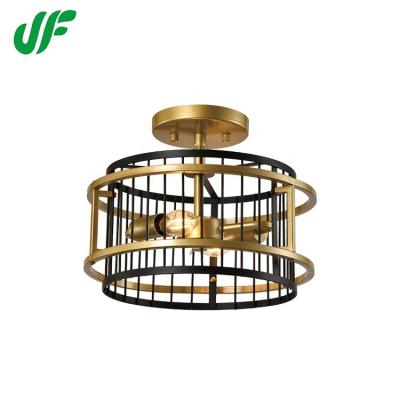 China Surface mounted modern popular 1light 2light E12 E14 black gold iron indoor decorative ceiling light for sale