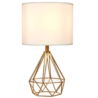 China Contemporary Golden Metal Wire Base Bedside Table Lamp for sale