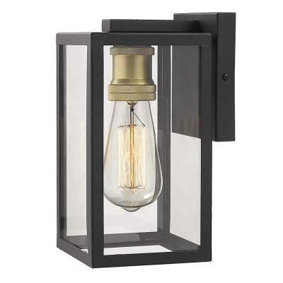 China E26 / E27 Tempered Glass Black Gold Outside Exterior Glass Wall Sconce for sale