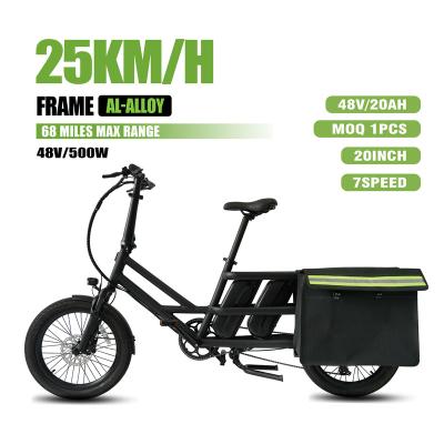 China 48V 500W Aluminum Alloy Cargo Electric Bike Urban Electric Bicycle 25km/h Adult Dual-battery Ebike for sale