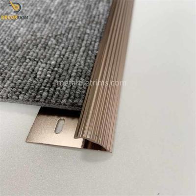 China Shiny Coffee Carpet Edge Strip , Aluminum Carpet Trim With Gripper Fitting for sale