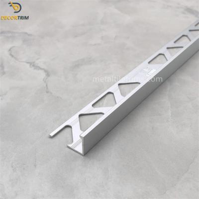 China 11mm L Shape Metal Tile Trim Brushed Aluminum Tile To Tile Transition Strip for sale