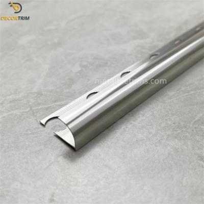 China Metal Aluminum Tile Trim Tile Edging Brilliant Silver 10.6mm*2.5m for sale