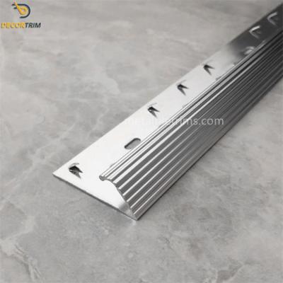 China Bright Silver Surface Treatment Carpet Transition Strip Aluminum Carpet Edge for sale