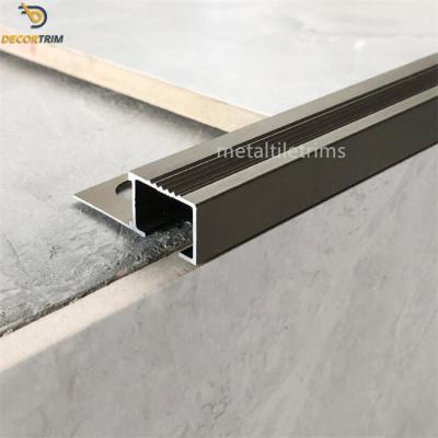 China Tile Trim For Tile Brown Aluminum Alloy Stair Nosing Tile Trim Anti Slip Stair Strips for sale