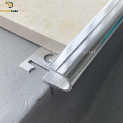 China Silver / Black Bullnose Trim Porcelain Edge Trim Metal Floor Glitter Tile Trim 6065 for sale