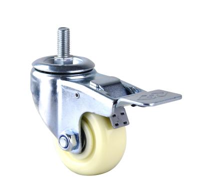 China PIVOT source factory products 75x32mm swivel ball bearing double rod pp mute caster with brake for sale