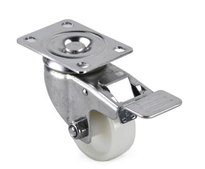 China PIVOT Source Factory Products 75X32mm Swivel Nylon 304 Stainless Steel Caster Wheel With Double Brake for sale