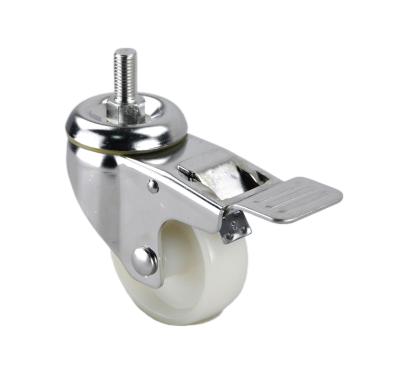 China PIVOT Source Factory Products Stem Nylon 304 Stainless Steel 75X32mm Threaded Caster Wheel With Double Brake for sale