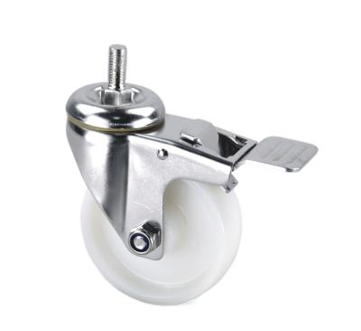 China PIVOT Source Factory Products Stem Nylon 304 Stainless Steel 100X32mm Threaded Caster Wheel With Double Brake for sale