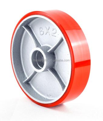 China Single Caster Source Factory Products 8X2 Heavy Duty Double Ball Bearing Iron Core Polyurethane Caster Wheel for sale