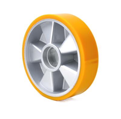 China Other Source Factory Products 180X50mm Aluminum Core Double Ball Bearing Polyurethane Caster Wheels for sale