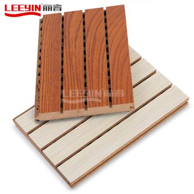 China Leeyin 13-3 Highly Efficient Sound Absorption Inflaming Delay Grooved Wood Acoustic Wall Panel Mold Grooved Gypsum Sound Barrier for sale