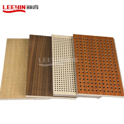 China Leeyin Industrial Waterproof Acoustic Project Wall Halls Hole Sound Absorbing MgO Perforated Wooden Acoustic Panel for sale