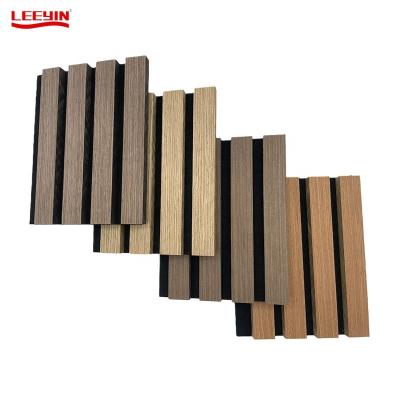 China Eco-friendly Minimalist Slat Acoustic Panel Pet Slat Wooden Noise Barrier Wooden Slat Wall Panel for sale