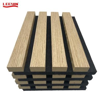 China Minimalist Fireproof Polyester Acoustic Wall With Fluted Board Wood Slat Wood Panels Wood Slat Wall Panel for sale