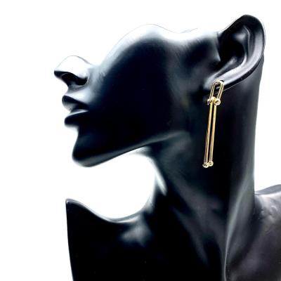 China Vintage Simple Link Design Finish Metallic Chain Design Dangle Earrings Woman New for sale