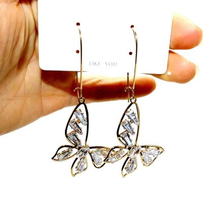 China Fashion Gold Butterfly Charms Personalized Jewelry Supplier Butterfly Dangle Earring Circle for sale