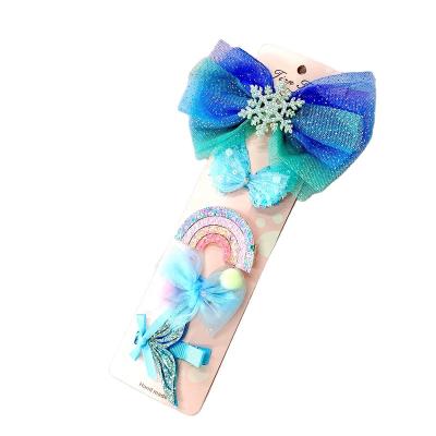 China Fashionable Princess Kid Hair Clip Headdress Clip Ice and Snow Kids Hair Clip Hair Ornament Set for sale