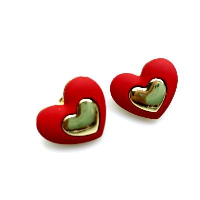 China Elegant Korean Red Black Heart Stud Earrings Online Wholesale Shopping MINIMALIST for sale