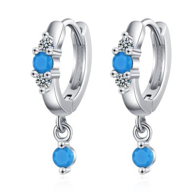 China Career fashion turquoise zirconium drill design earring office/water drop silver circle earrings for sale